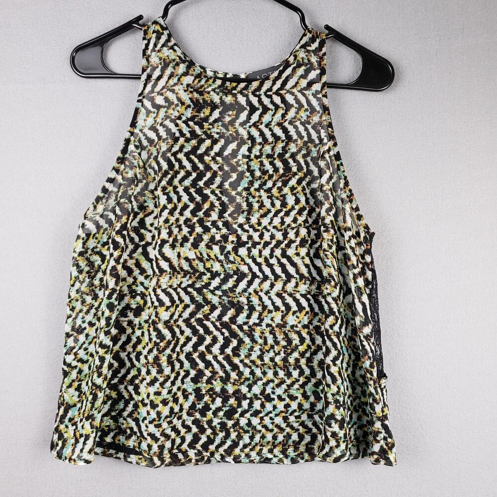 ASTR Size L Lace Panel Racerback Tank Zig Zag Dark Animal Print Retro Whimsigoth